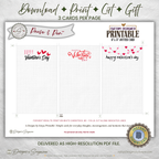 Set of 3 Valentine Thank You Card Printable – Happy Valentine’s Day 3 x 5 Jotter Card for Gift Enclosures, Small Gifts, and Thoughtful Notes