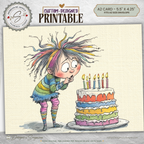 Whimsical Rainbow Birthday Printable A2 Card – Playful Watercolor Child with Cake – Instant Download Greeting Card 5.5 x 4.25