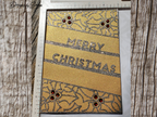 Handmade Gold Glitter Christmas Card with Holly Design – Elegant A7 Holiday Greeting for Corporate Giving, Family, or Keepsake Gifting