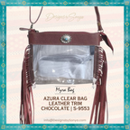 Southwestern Chocolate Leather Clear Crossbody Bag | Concert & Stadium Approved | Azura Myra Bag S-9553
