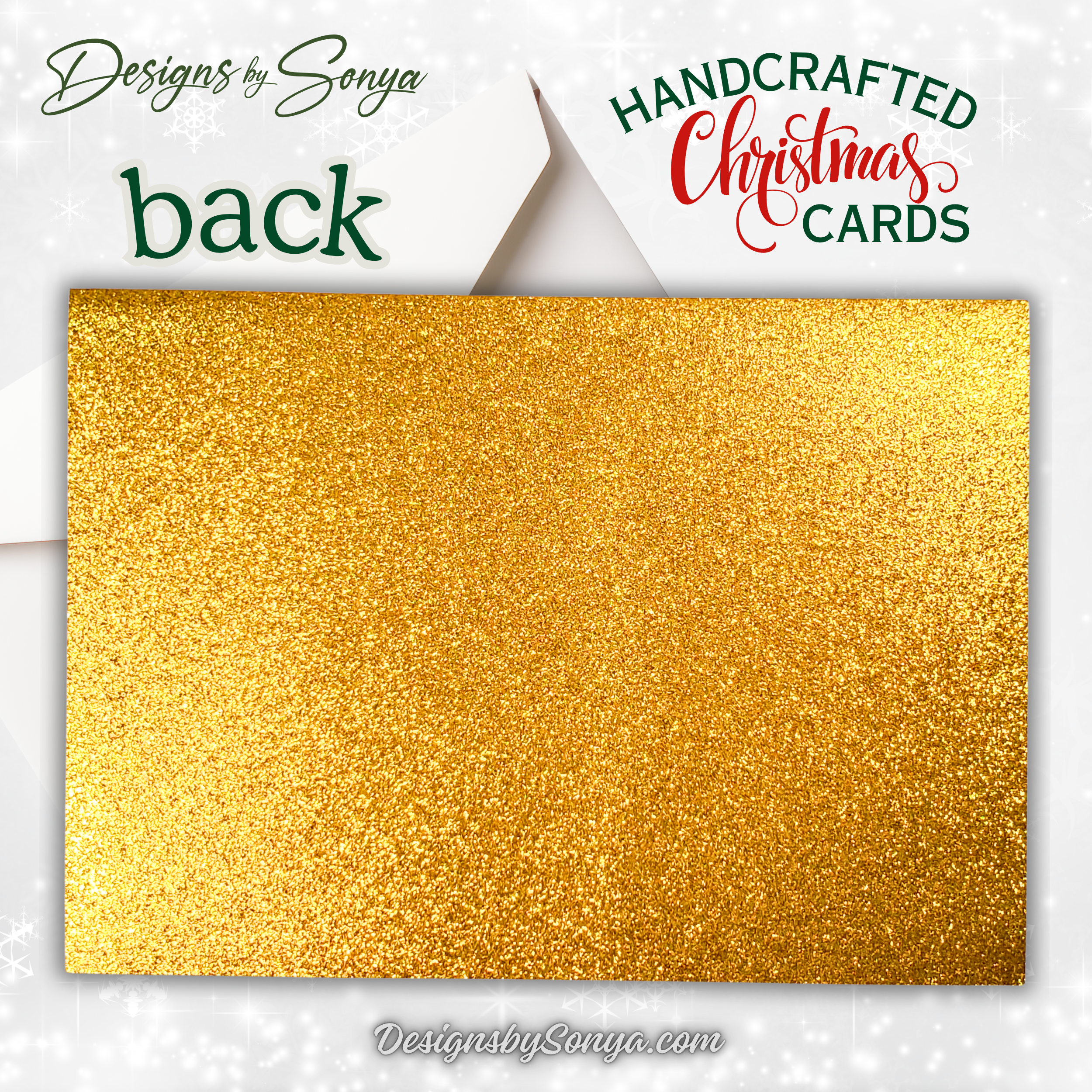 Handcrafted Merry Christmas Card with Red Bow, Rhinestones & Gold Sparkle – Unique Holiday Greeting – 5x7 A7 Card