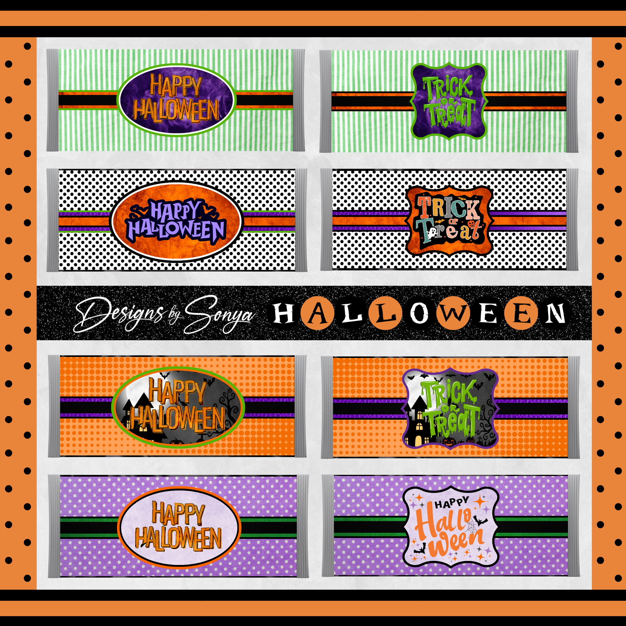 Halloween Gnomes & Spooky Truck Wrapper | Instant Download for Party Favors | Printable Fits 1.55 oz Milk Chocolate Candy Bar