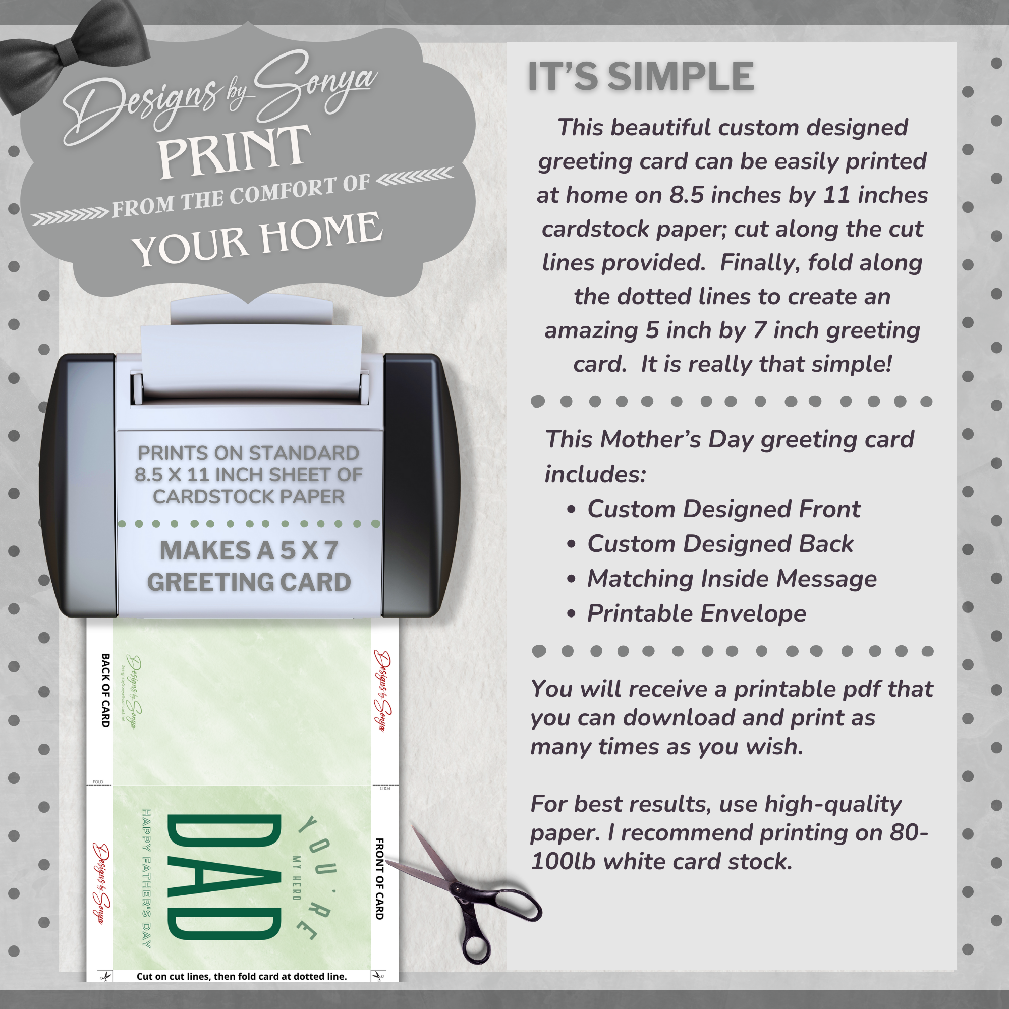 You're My Hero | Simple | Unique | Custom Designed Printable Greeting Card | Matching Message & Envelope | Instant Download | Print at Home