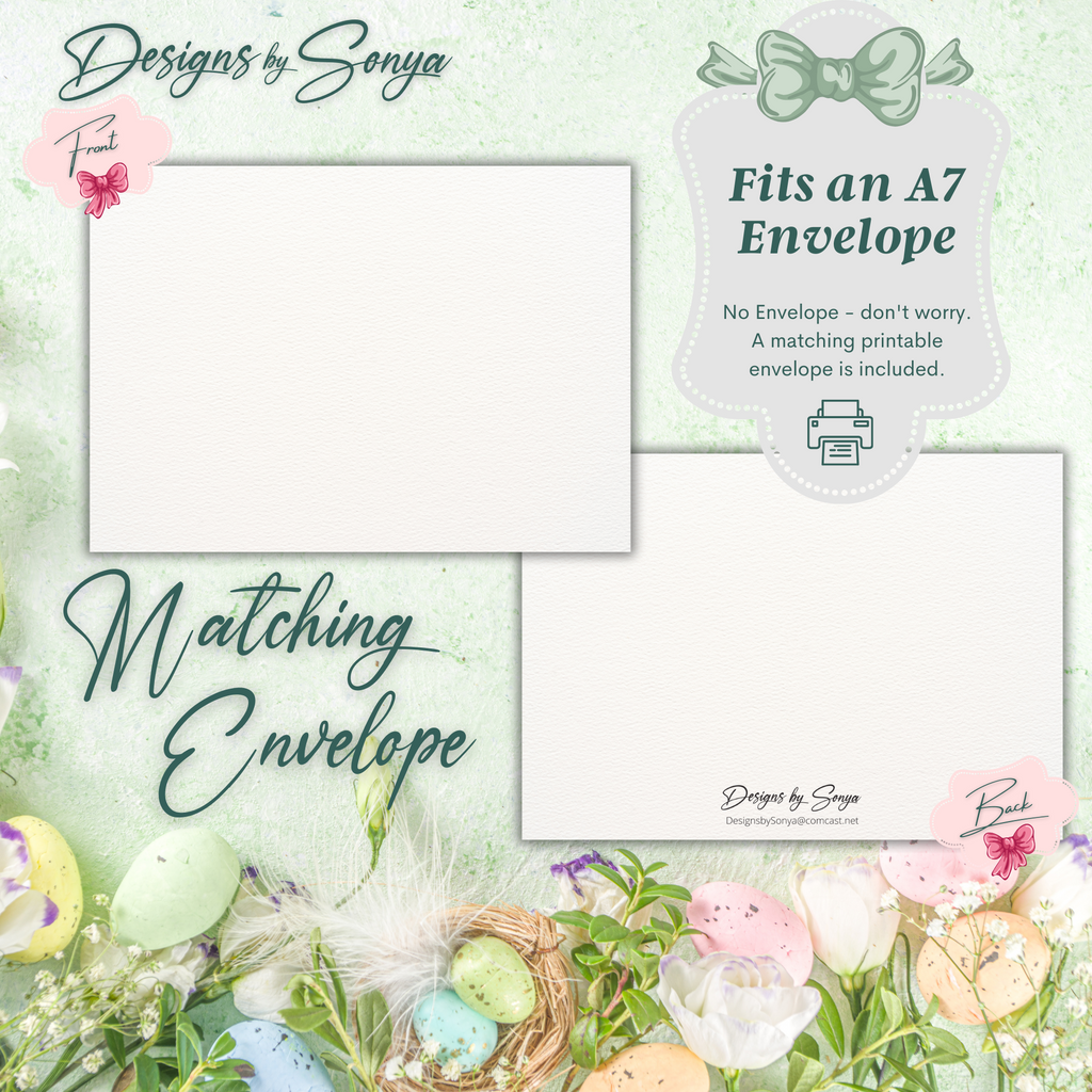 Cute Baby Easter Bunny | Custom Designed | 5 x 7 Printable Greeting Card | Matching Envelope Included | Instant Download | Print from Home