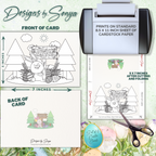 Set of 6 Custom Designed 5 x 7 Printable Happy Easter DIY Kid Coloring Greeting Card Classroom Activity - Instant Download - Print at Home