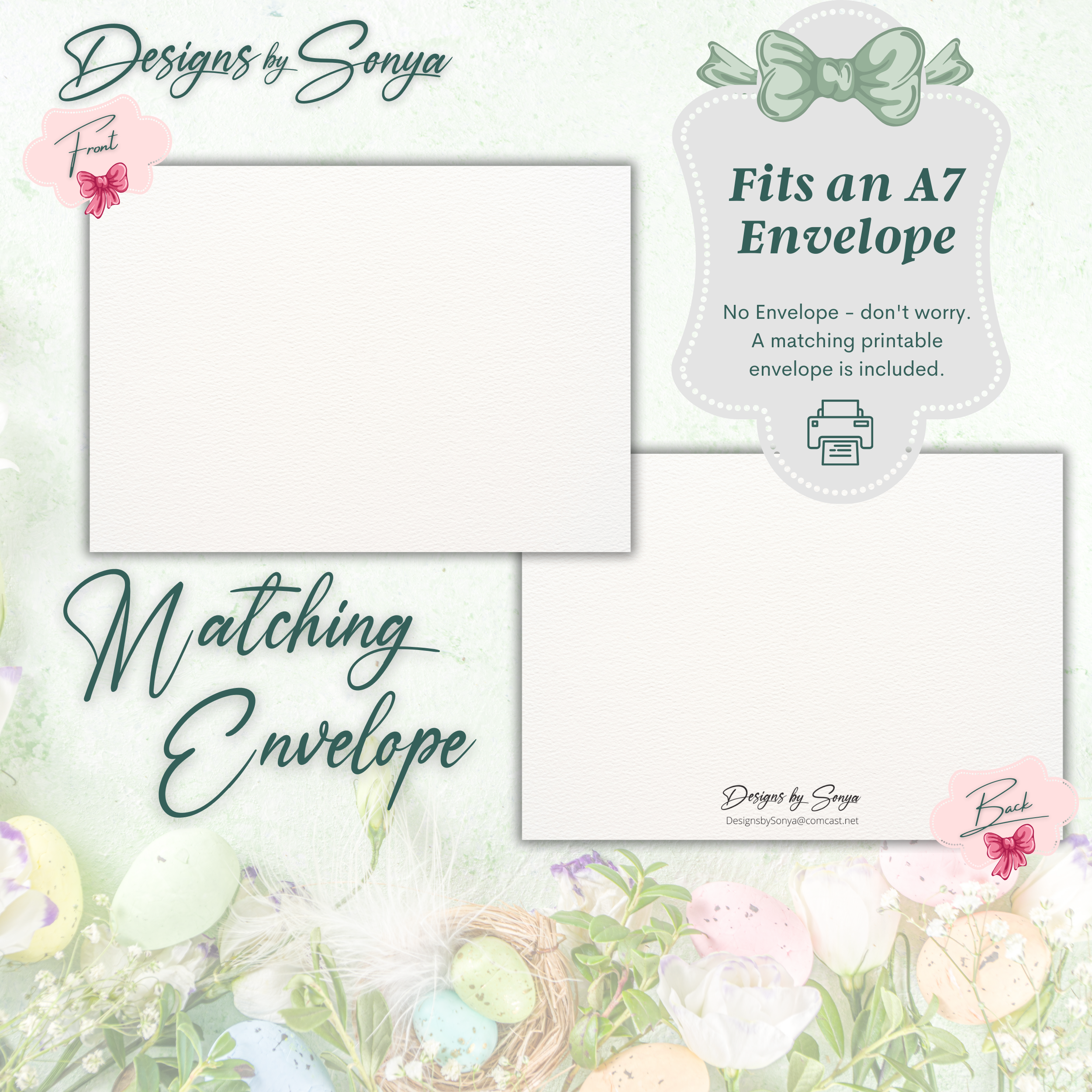 DIY Bunny Printable Easter Greeting Card | Digital Download | 5x7 Folded Card with Envelope | Cute Spring Design | Instant Print at Home