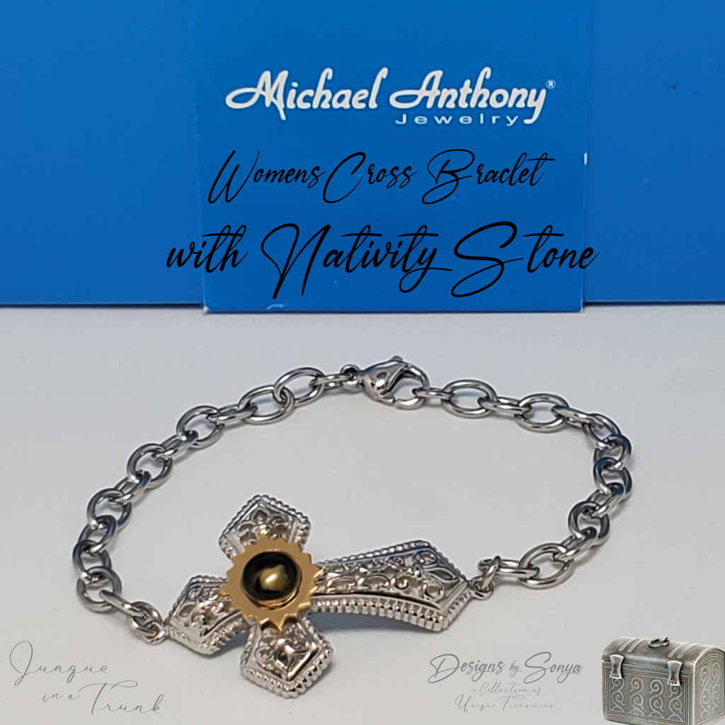 Rare | Nativity Stone Cross | Stainless Steel Bracelet | Certificate of Authenticity | New in Box | Mother's Day Gift | Limited Edition