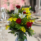 Red Rose, Orchid & Lily Floral Vase Arrangement – Silk Flower Home Decor Centerpiece | Holidays, Christmas, Valentine’s, Mother’s Day Gift