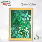 LIMITED EDITION | Elegant Green Ornament Christmas Card | Handcrafted A7 Holiday Greeting with Glitter Accents & Printed Interior Message