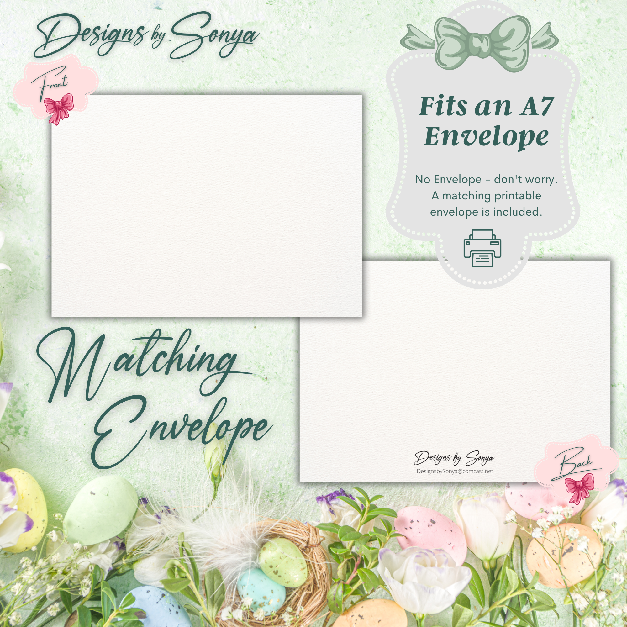 Happy Easter Cute Rabbit | Custom Designed | 5 x 7 Printable Greeting Card | Matching Envelope Included | Instant Download | Print from Home