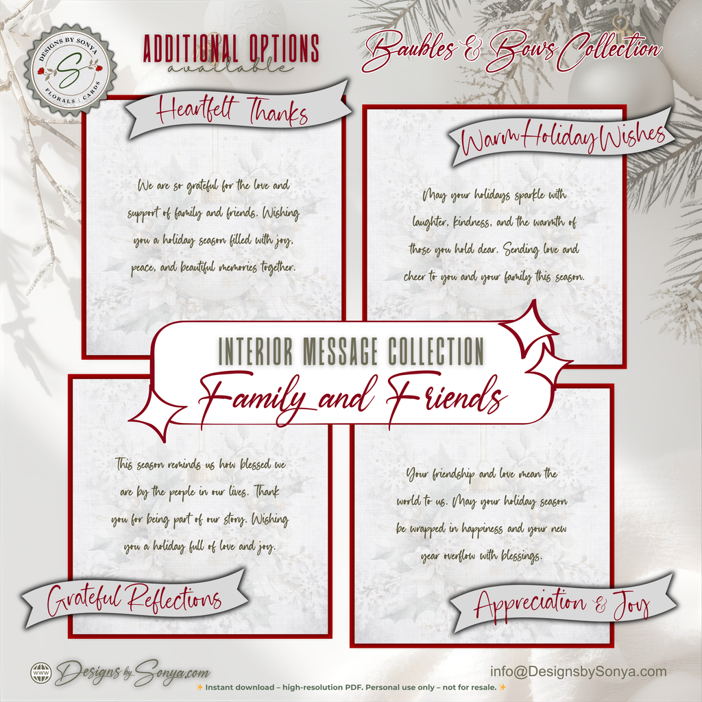 Ivory & Gold Ornament Watercolor Printable Christmas Card – Elegant Holiday Greeting Note Card for Family & Friends – 5.5” Square Card