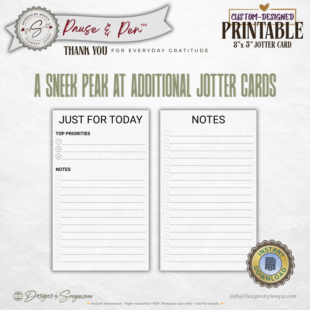 Thank You Jotter Card Printable – 3x5 Minimal Thank You Note with Red Heart – Pause & Pen™ Everyday Gratitude Card for Gifts