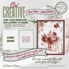 Floral Gift Box Christmas Printable Card • A2 (4.25" x 5.5") Folded Holiday Greeting Note Card • Winter Rose Bouquet Design • Christmas Stationery