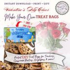 Safari Animals Valentine Treat Bag Topper Printable – Cute Classroom DIY Snack Bag Label – Kids Valentine Party Favor for Teachers & Students