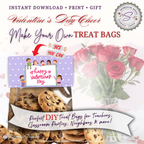 Kids Valentine Treat Bag Topper Printable – Cute Classroom Favor DIY Snack Bag Label – Easy Valentine Party Gift for Teachers & Students