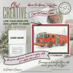 Printable Firetruck Christmas Card • Engine 37 Watercolor Holiday Card • Honor the Heroes • A2 (5.5"x4.25") Folded Greeting Card