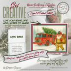 Engine 37 Printable Firetruck Christmas Card • Firefighter Santa with Axe Holiday Greeting • Festive Tree Scene • A2 (5.5"x4.25") • Instant Download DIY