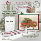 Engine 37 Firetruck Christmas Card · Santa Firefighter with Christmas Tree · Printable Holiday Card • A2 (5.5"x4.25") • Instant Download DIY