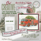 Engine 37 Firetruck Christmas Card Printable | Watercolor Holiday Tree Delivery | A2 (5.5"x4.25") Greeting Card | Firefighter Hero, First Responder Gift