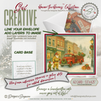 Printable Fireman Santa Christmas Card, Firefighter Holiday Greeting, A2 (5.5”x4.25”), First Responder Gift, Vintage Downtown Toy Shop Scene