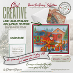 Fireman Santa Printable Christmas Card • A2 (5.5”x4.25”) • Watercolor Firetruck Scene with Kids, Gifts & Holiday Cheer