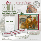 Fireman Santa Printable Christmas Card • A2 (5.5”x4.25”) • Fire Station Scene with Child & Candy Cane, Watercolor Holiday Art