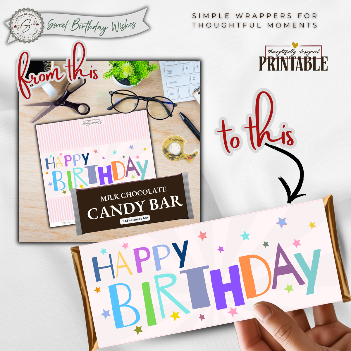Printable Birthday Candy Bar Wrapper | Kids Birthday Party Favor | 1.55 oz Chocolate Bar (Copy)