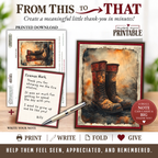 Printable Firefighter Thank You Card | A2 Firefighter Boots Card | Fire Department & First Responder Appreciation
