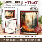 Printable Wildland Firefighter Thank You Card | A2 Wildfire Appreciation Card | Forest Fire & First Responder Card