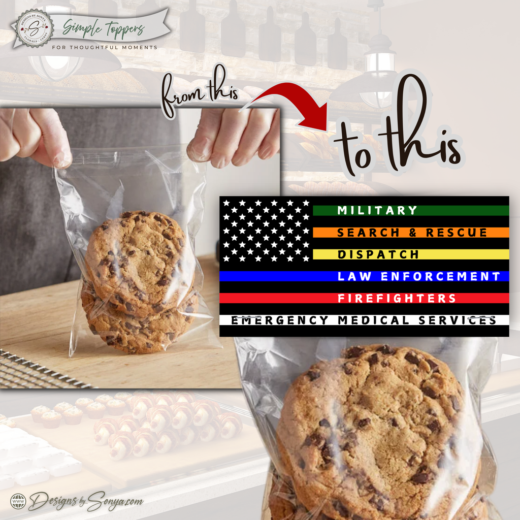 First Responder Flag Thank You Treat Bag Topper | Military, Firefighter, EMS, Police, Dispatch | Printable Appreciation Gift