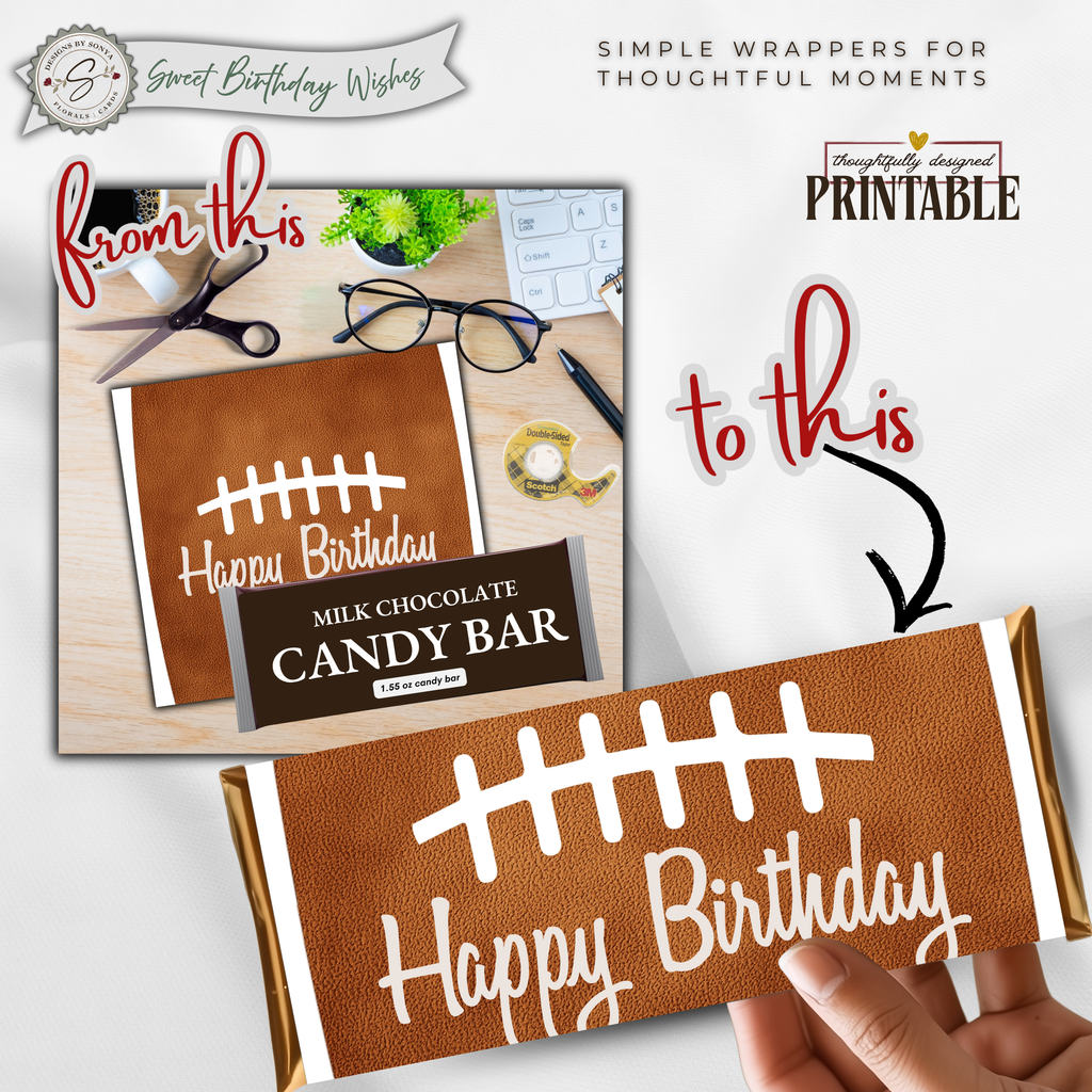 Football Birthday Candy Bar Wrapper Printable | 1.55 oz Chocolate Bar