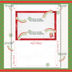 Envelope Assembly Guide

Step-by-step fold and glue instructions for the matching envelope. Arrows indicate cut and fold lines around the red stripe border with mug art. Easy DIY assembly for holiday gift cards.