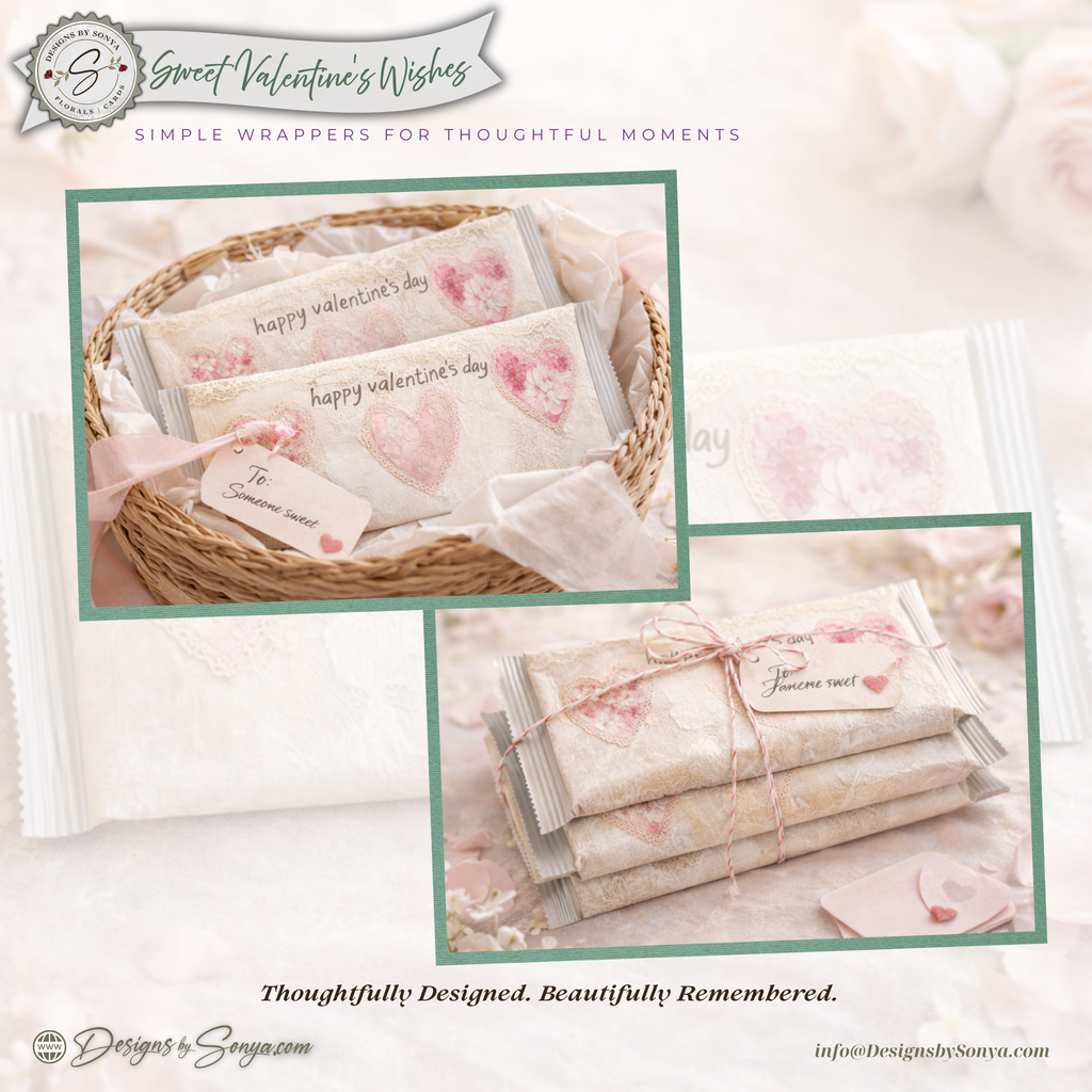 Valentine Candy Bar Wrapper Printable - Vintage Lace Heart Floral Chocolate Wrapper for 1.55 oz Candy Bar – Classroom Valentine Gift Idea