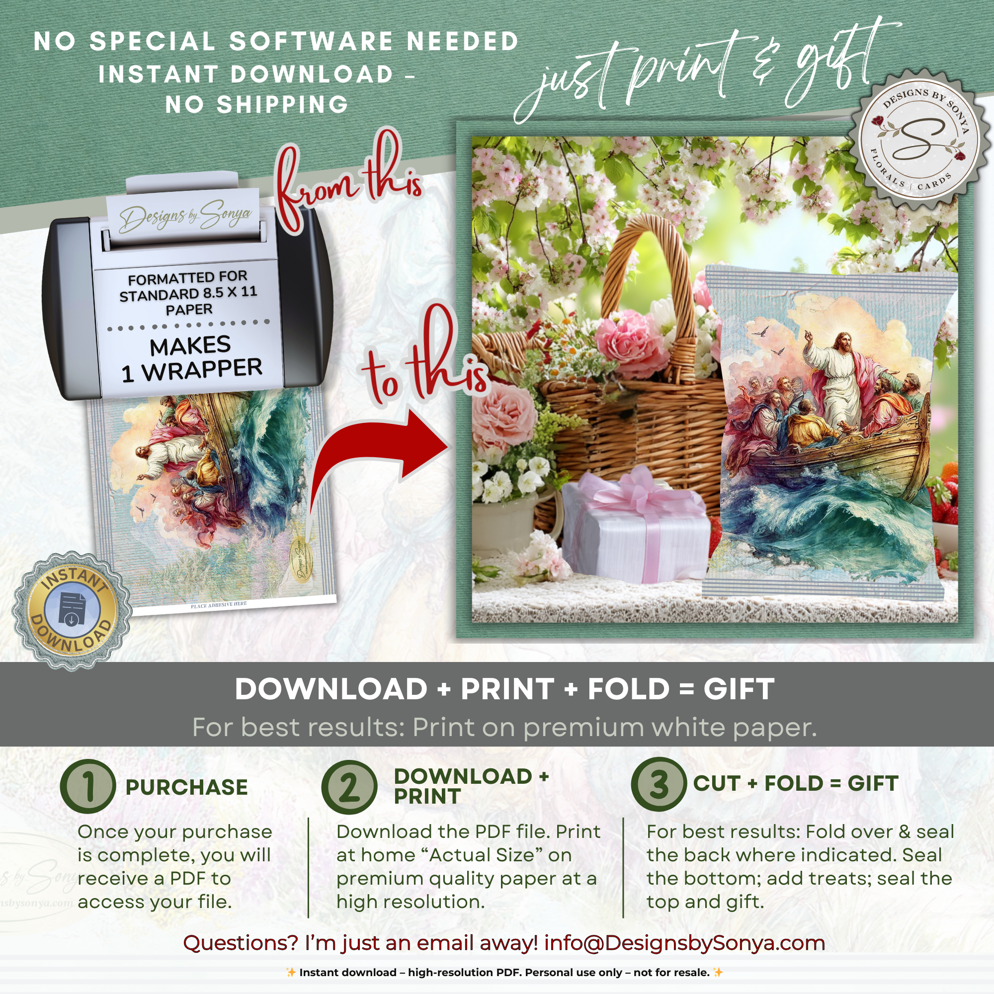 Jesus Calms the Storm Printable Chip Bag Wrapper – Christian Easter Basket Treat, Resurrection Faith Gift, Religious Church Party Favor