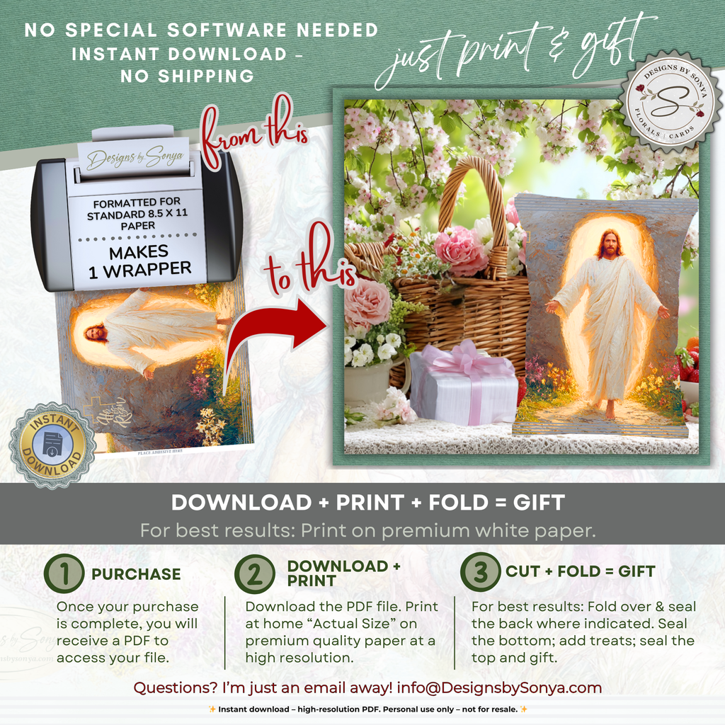 Resurrection Jesus, He Is Risen Printable Chip Bag Wrapper – Christian Easter Basket Treat, Resurrection Faith Gift, Religious Church Party Favor