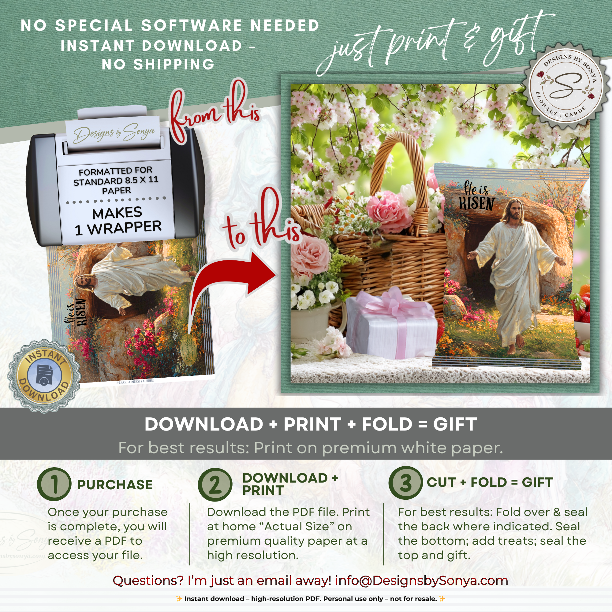 He Is Risen Printable Chip Bag Wrapper – Christian Easter Basket Treat, Resurrection Faith Gift, Religious Church Party Favor