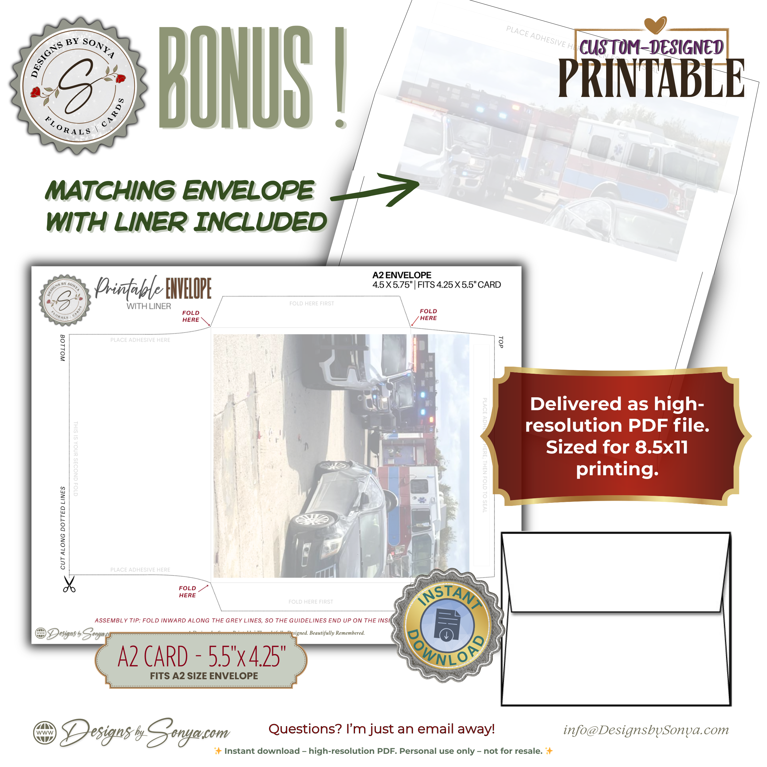 Police Fire EMS Thank You Card Printable A2 – First Responder Appreciation Card – Always Answering the Call Emergency Services Card