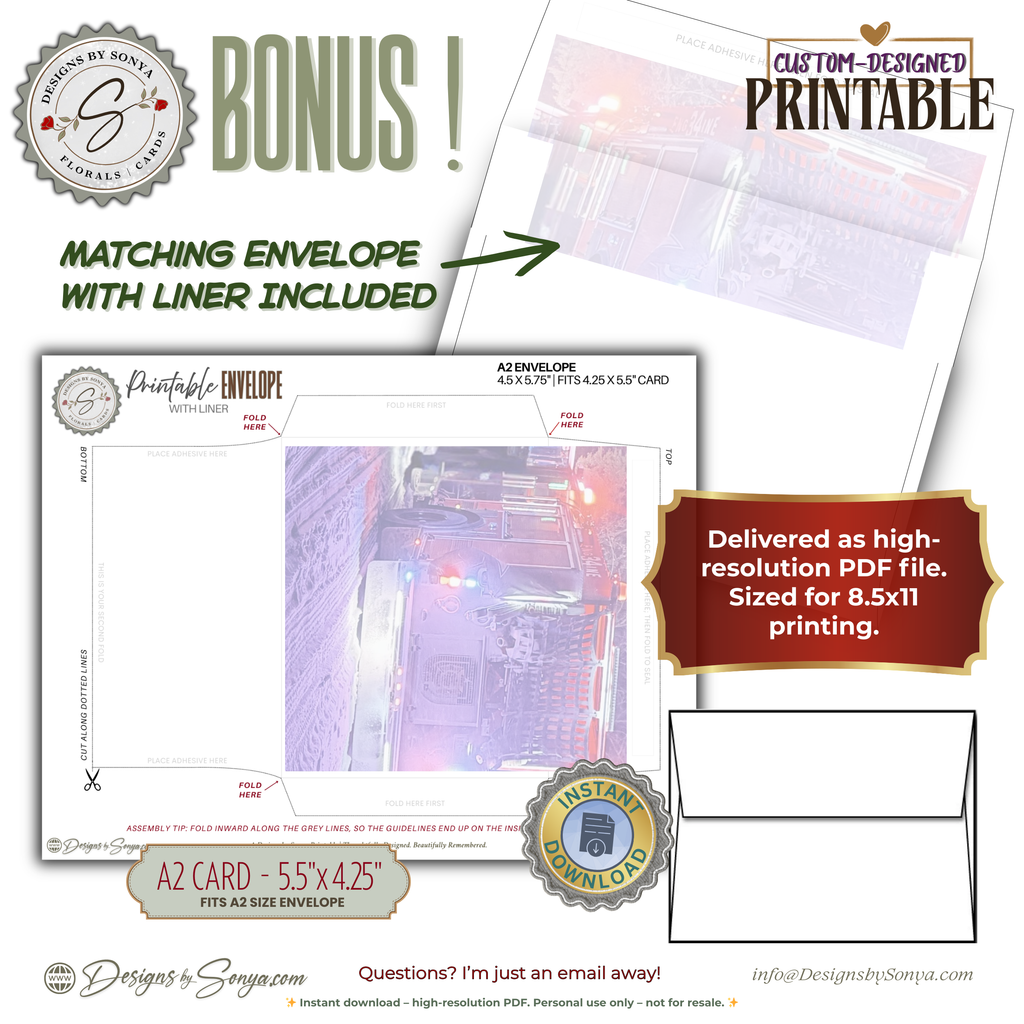 First Responder Thank You Card Printable, A2 Folded Card, Always Answering the Call Appreciation Card for Firefighters EMT Police
