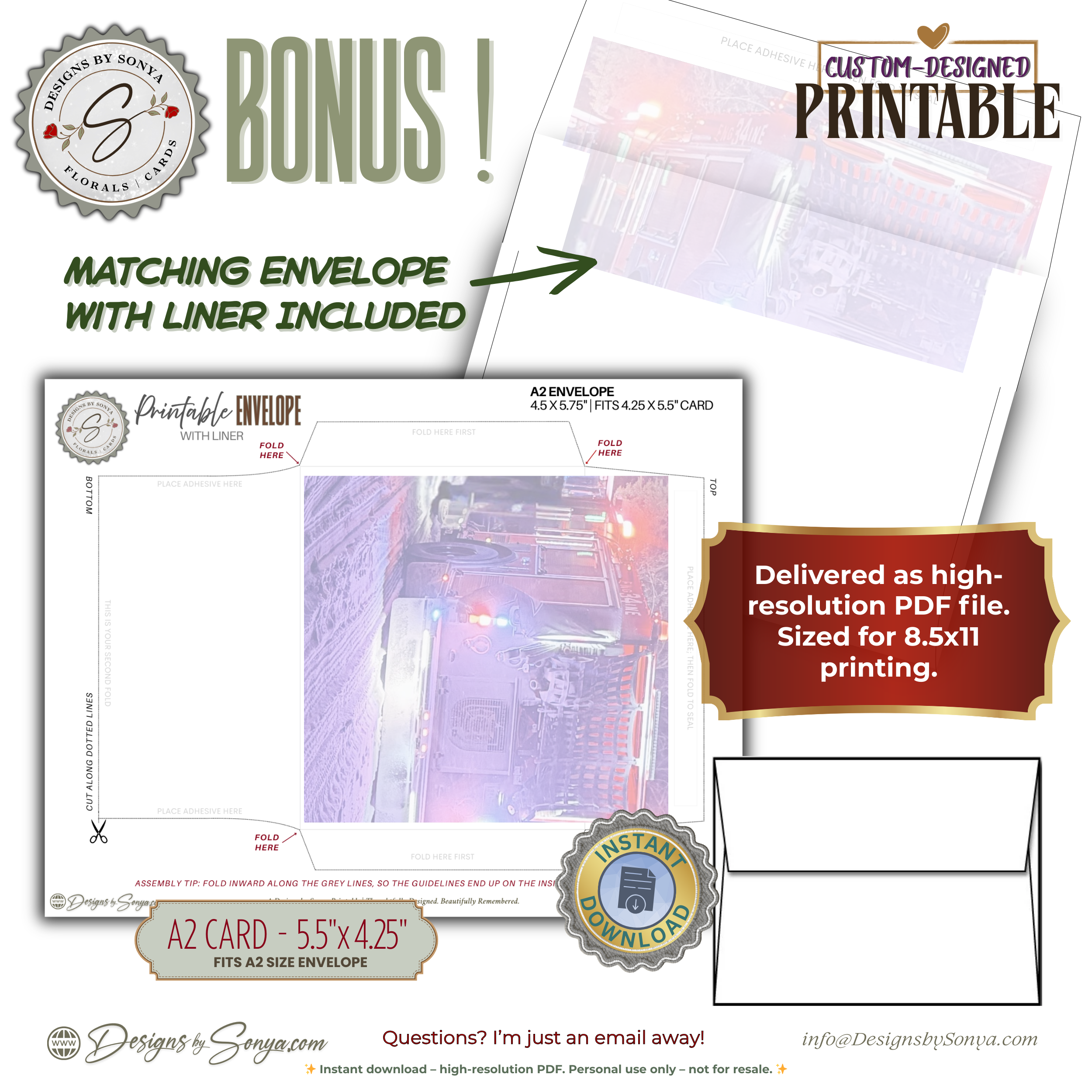 First Responder Thank You Card Printable, A2 Folded Card, Always Answering the Call Appreciation Card for Firefighters EMT Police