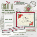 Printable Christmas Card • Watercolor Poinsettias • Merry Christmas A2 Holiday Note Card • Festive Winter Florals • Holiday Stationery Gift