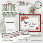Printable Christmas Card • Watercolor Poinsettias with Cardinal • Happy Ho Ho Ho to You • A2 Holiday Note Card • Winter Floral Holiday Stationery