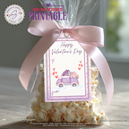 Valentine’s Day Printable Gift Tag – Cute Purple Car & Hearts – 2x3 Treat Bag Tag for Classroom Gifts, Teachers, Kids, Neighbors, DIY Valentine