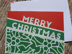 Merry Christmas Holly Card – Handmade A2 Holiday Greeting with Red Gems & Cutout Design – Limited Edition 5.5"x4.25" Card