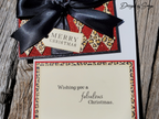 Handcrafted Merry Christmas Card with Red Glitter, Leopard Print, and Black Satin Bow | A2 Holiday Greeting Card, Unique and Elegant Design