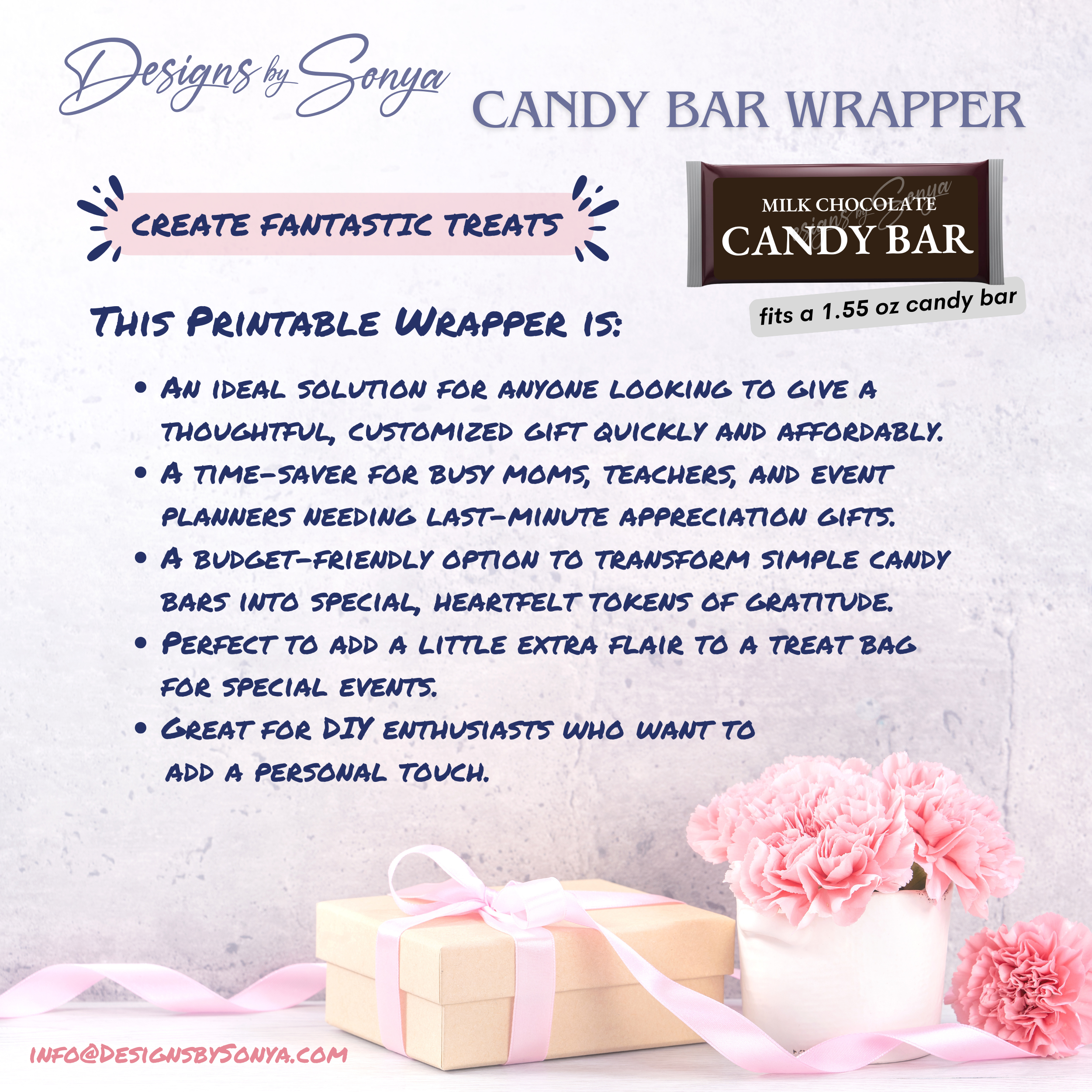 Mother’s Day Candy Bar Wrappers – Printable Chocolate Bar Wrappers – DIY Party Favor