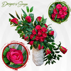Eternal Love Standing Cross with Red Roses | Sympathy Florals for Funeral, Memorial, Cemetery