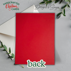 Handcrafted Santa Christmas Card with Gold Lettering | A2 Holiday Card | Red & Green, Unique Design