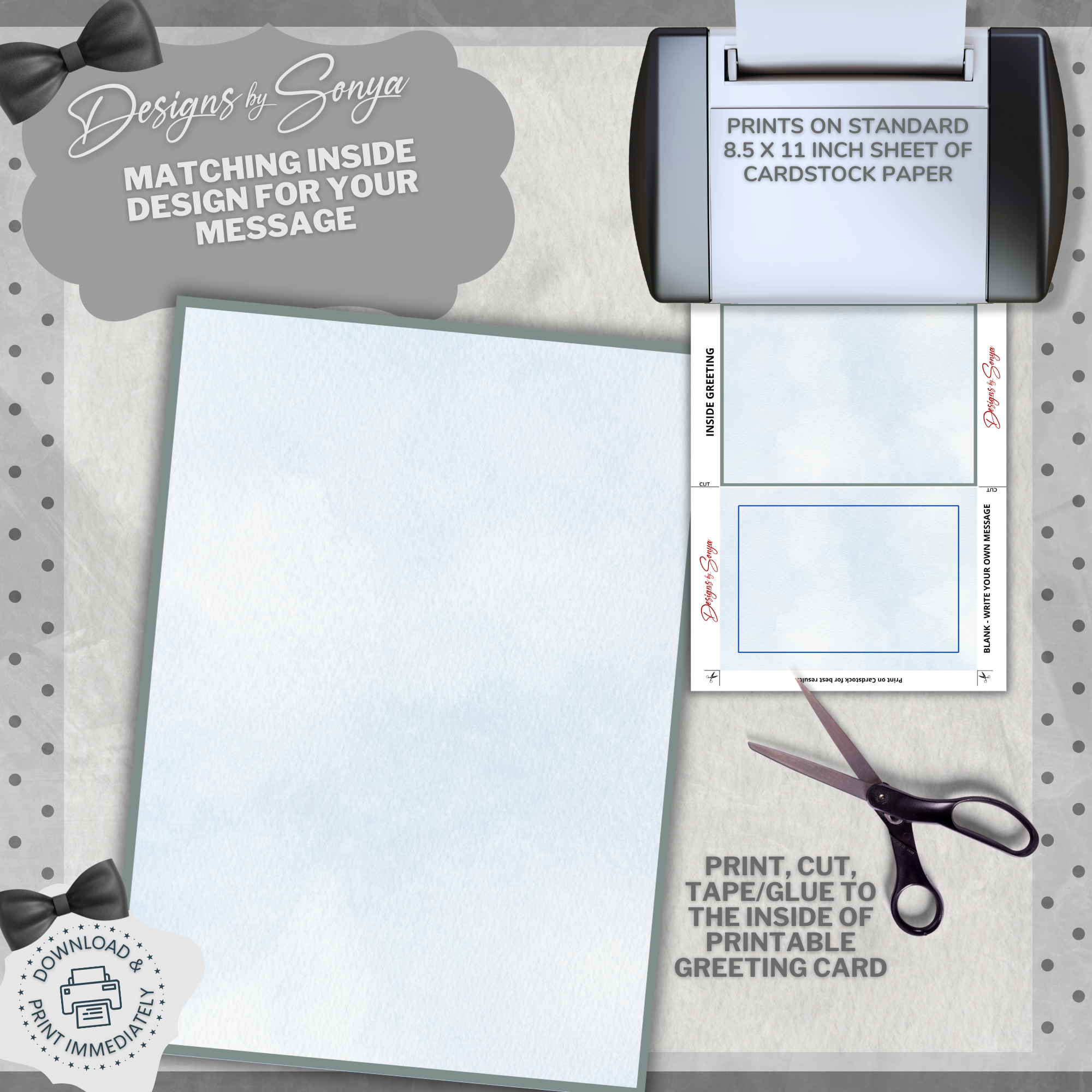 Father's Day - Gifted Patient Tough Hero Dependable Caring | Custom Designed | Printable Greeting Card | Matching Envelope Included | Instant Download | Print at Home