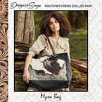 Classic Southwestern Elegance | Asterias Canvas and Hair-on Fur Leather Bag | Myra Bags | S-4393