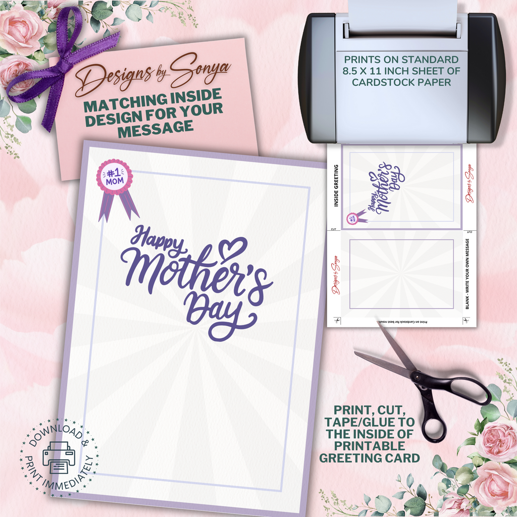 Best Mom Ever | Custom Designed | 5 x 7 Printable Greeting Card | Matching Envelope Included | Instant Download | Print from Home